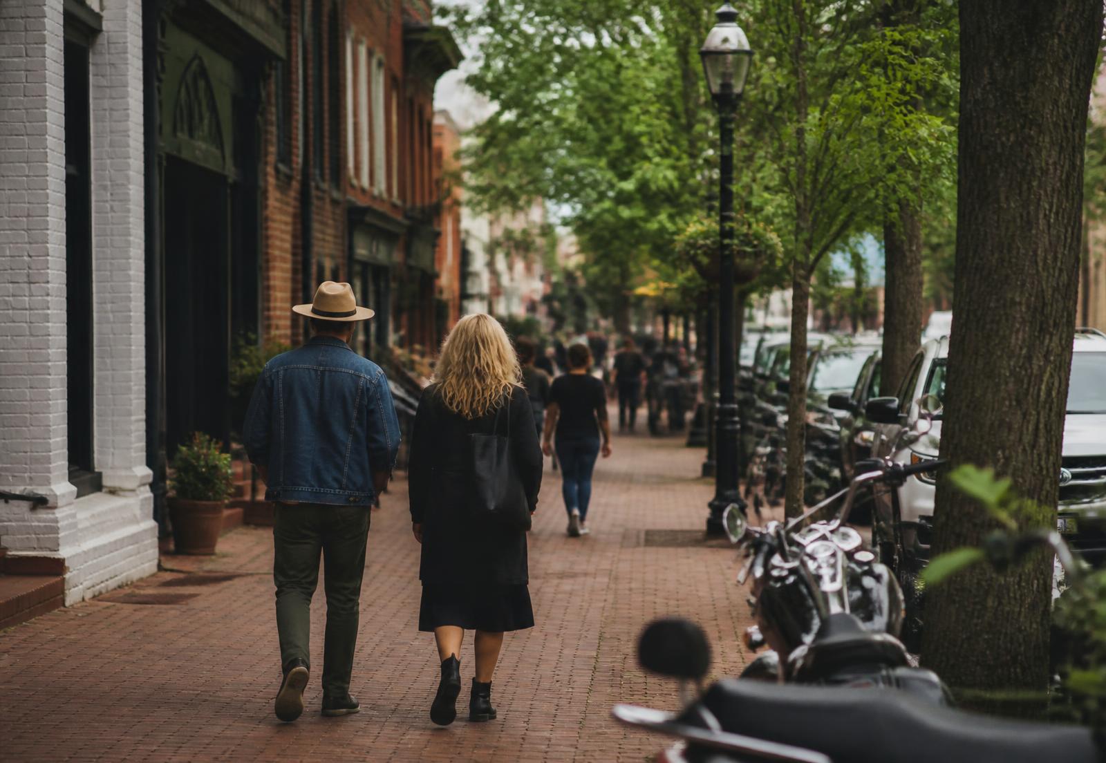 Evening view down North Davidson Street in NoDa Charlotte